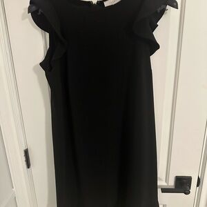 LOFT Black Mini Dress with Ruffle Sleeves